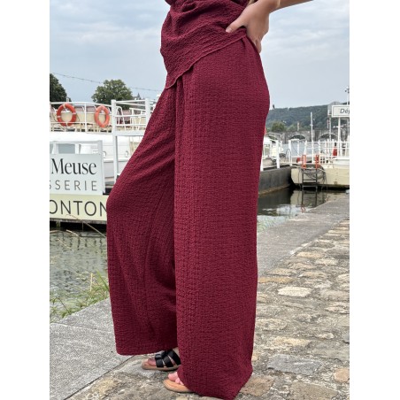 Pantalon fluide & ample bordeaux Yanina
