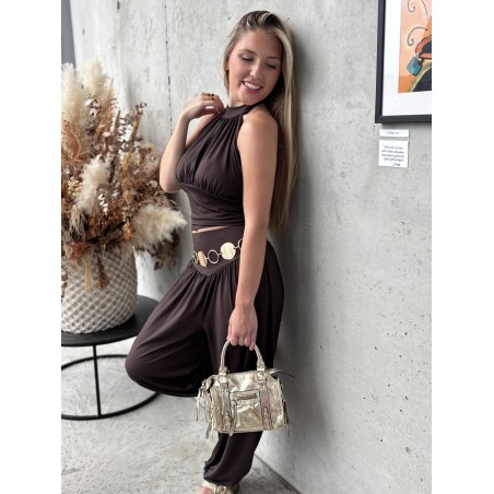 Pantalon fluide élastique choco Camille