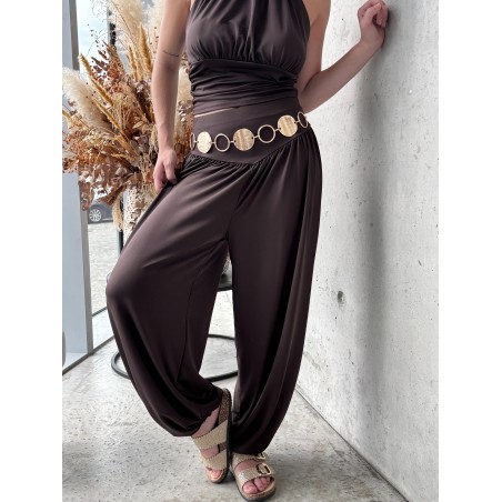 Pantalon fluide élastique choco Camille