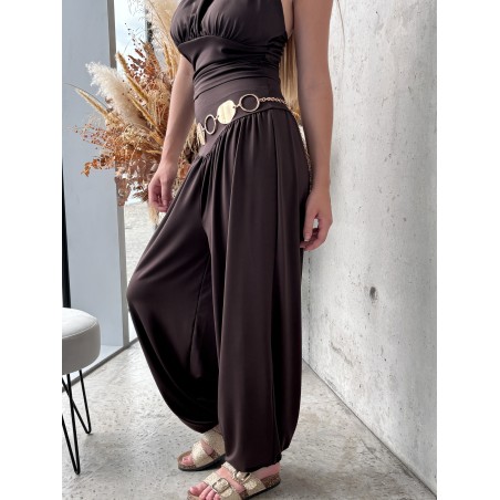 Pantalon fluide élastique choco Camille