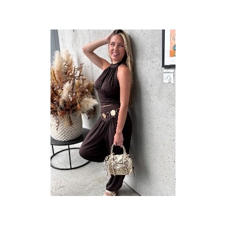 Pantalon fluide élastique choco Camille