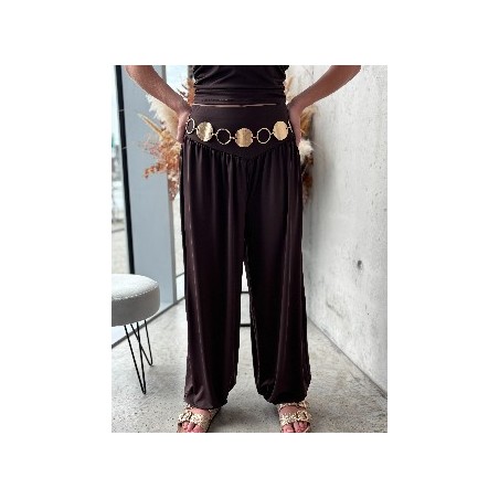 Pantalon fluide élastique choco Camille