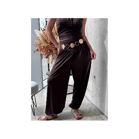 Pantalon fluide élastique choco Camille