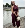 Pantalon fluide élastique bordeaux Camille