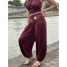 Pantalon fluide élastique bordeaux Camille