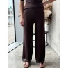 Pantalon effet satiné à dentelles choco Jennifer