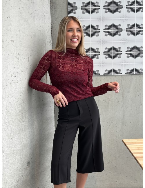 Pantacourt fluide wide leg noir Maude