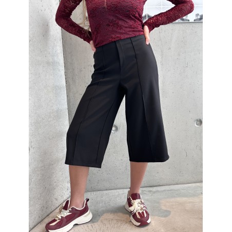 Pantacourt fluide wide leg noir Maude