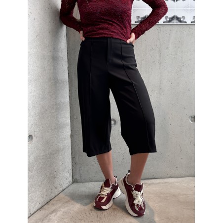 Pantacourt fluide wide leg noir Maude