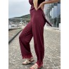 Pantalon effet satiné à dentelles bordeaux Jennifer