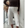 Pantacourt fluide wide leg blanc Maude