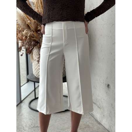 Pantacourt fluide wide leg blanc Maude