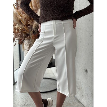Pantacourt fluide wide leg blanc Maude