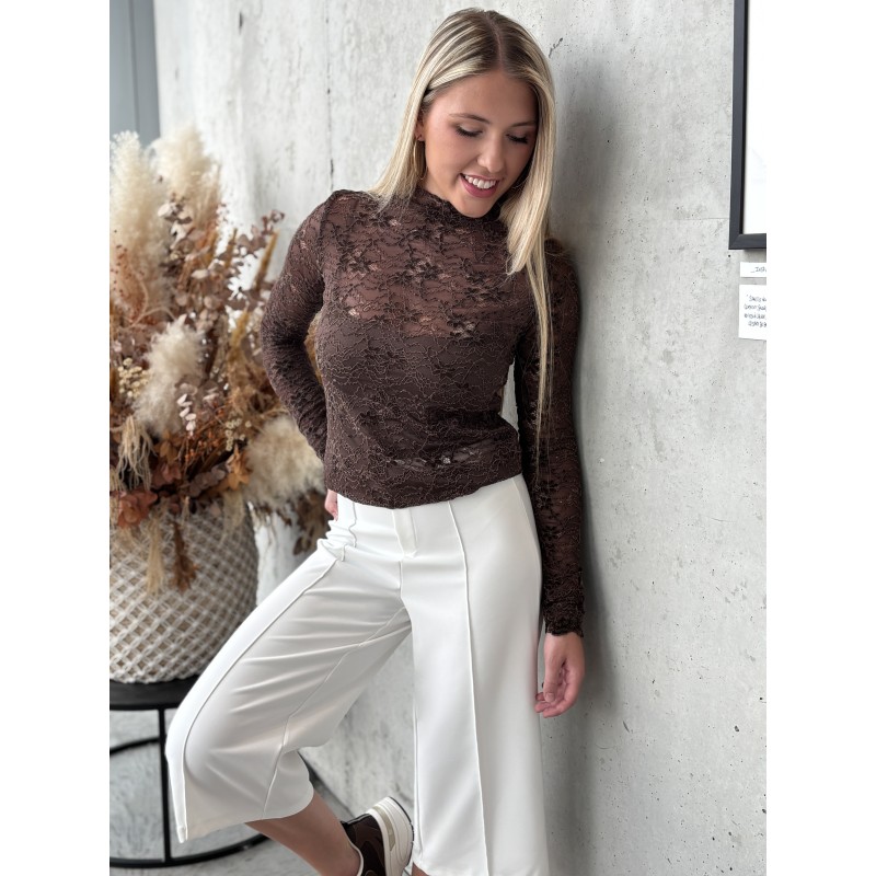 Pantacourt fluide wide leg blanc Maude