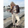Pantalon fluide élastique beige Rachel