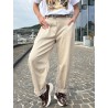 Pantalon fluide élastique beige Rachel