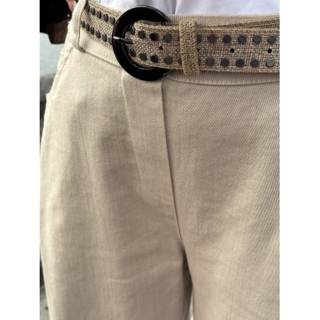 Pantalon fluide élastique beige Rachel