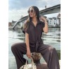 Chemise légère texturée à noeud choco Elsa