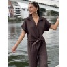 Chemise légère texturée à noeud choco Elsa