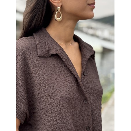 Chemise légère texturée à noeud choco Elsa
