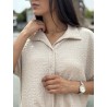 Chemise légère texturée à noeud beige Elsa