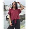 Chemise légère texturée à noeud bordeaux Elsa
