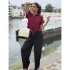 Chemise légère texturée à noeud bordeaux Elsa