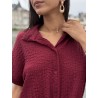 Chemise légère texturée à noeud bordeaux Elsa