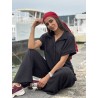 Chemise légère texturée à noeud noire Elsa