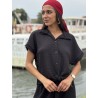 Chemise légère texturée à noeud noire Elsa