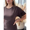 Blouse satinée à dentelles choco Irina