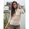 Blouse en dentelles transparente beige Malika