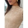 Blouse en dentelles transparente beige Malika