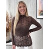 Blouse en dentelles transparente choco Malika