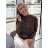 Blouse en dentelles transparente choco Malika