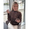 Blouse en dentelles transparente choco Malika