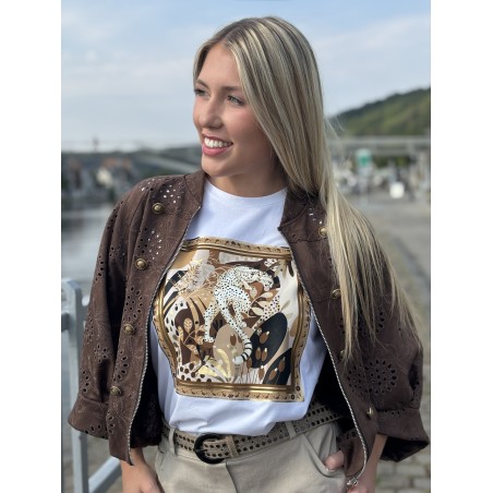 T-shirt oversize à motif blanc Fauve