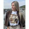 T-shirt oversize à motif blanc Fauve