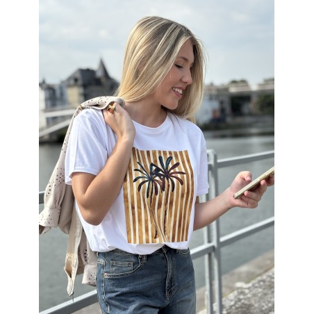 T-shirt oversize à motif blanc Pamela