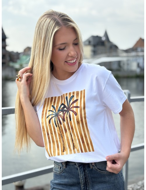 T-shirt oversize à motif blanc Pamela