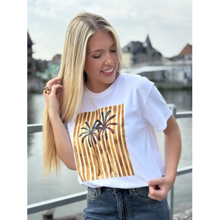 T-shirt oversize à motif blanc Pamela