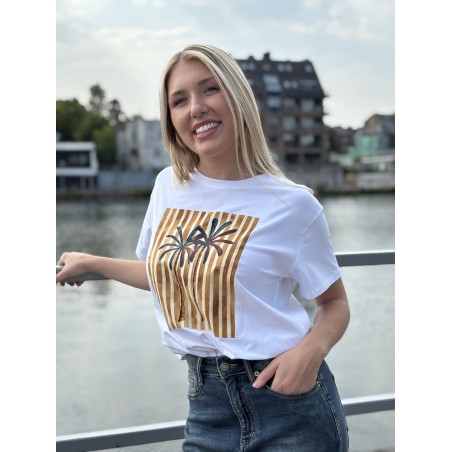 T-shirt oversize à motif blanc Pamela