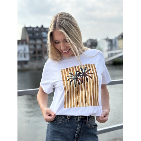 T-shirt oversize à motif blanc Pamela
