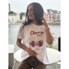 T-shirt oversize à motif blanc Cerise