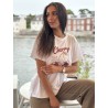 T-shirt oversize à motif blanc Cerise