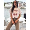 T-shirt oversize à motif blanc Cerise