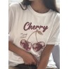 T-shirt oversize à motif blanc Cerise