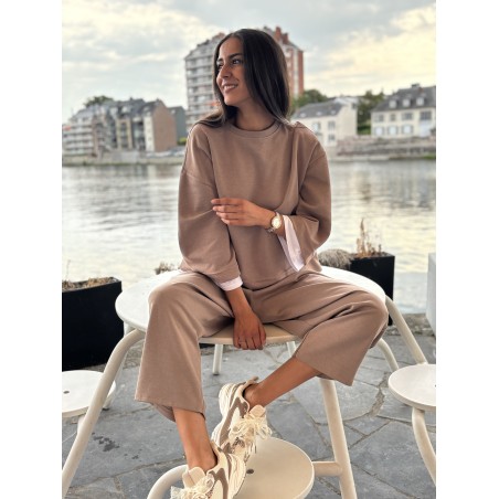 Ensemble jogging doux taupe Jenna