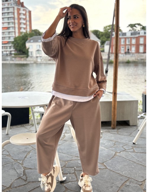 Ensemble jogging doux taupe Jenna