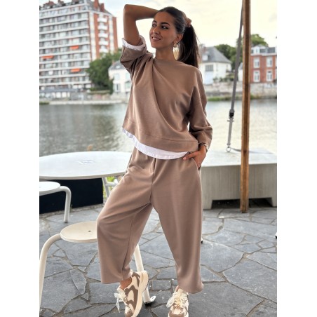 Ensemble jogging doux taupe Jenna